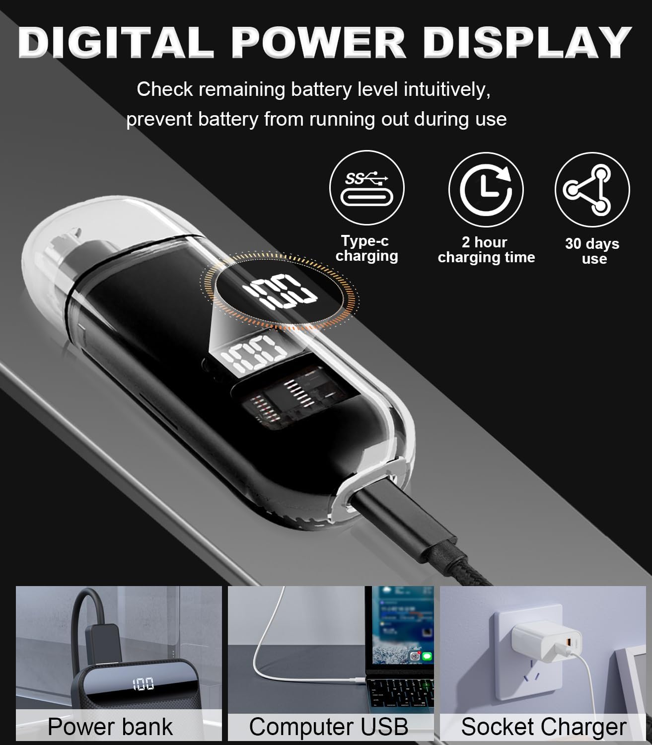 Electric Ear & Nose Hair Trimmer | Digital Display