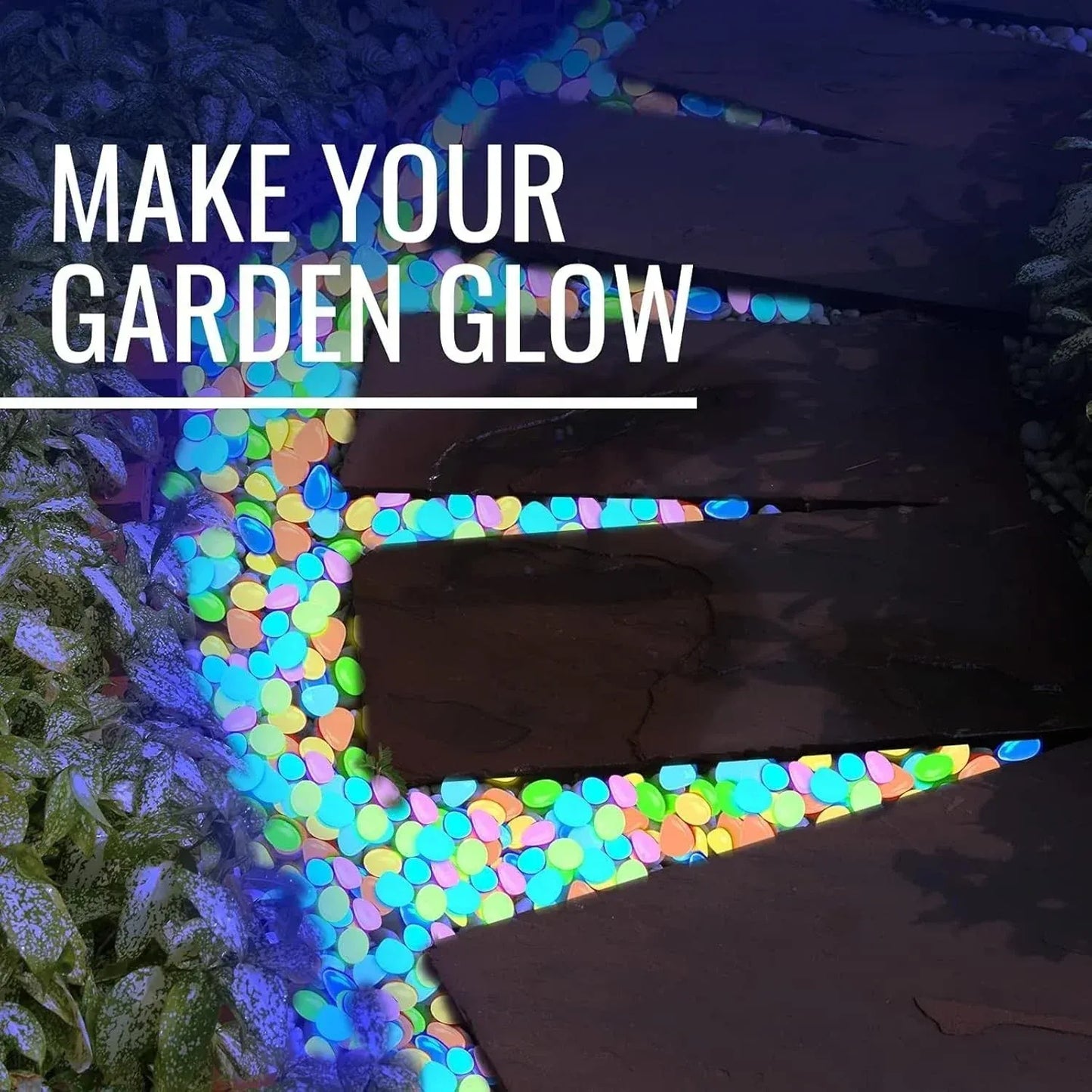 GLOWING STONE - Glow In Dark Garden Pebbles (Pack of 100 Pcs)