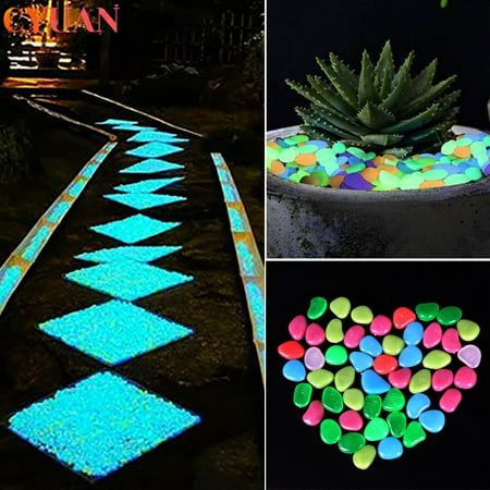 GLOWING STONE - Glow In Dark Garden Pebbles (Pack of 100 Pcs)