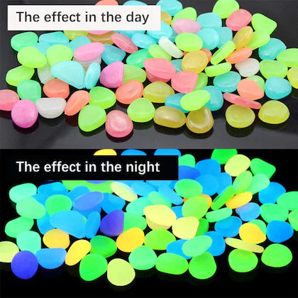 GLOWING STONE - Glow In Dark Garden Pebbles (Pack of 100 Pcs)