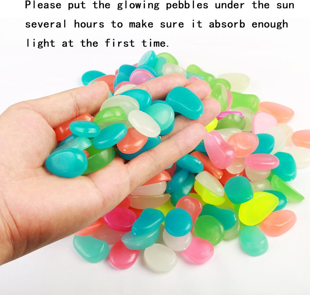GLOWING STONE - Glow In Dark Garden Pebbles (Pack of 100 Pcs)