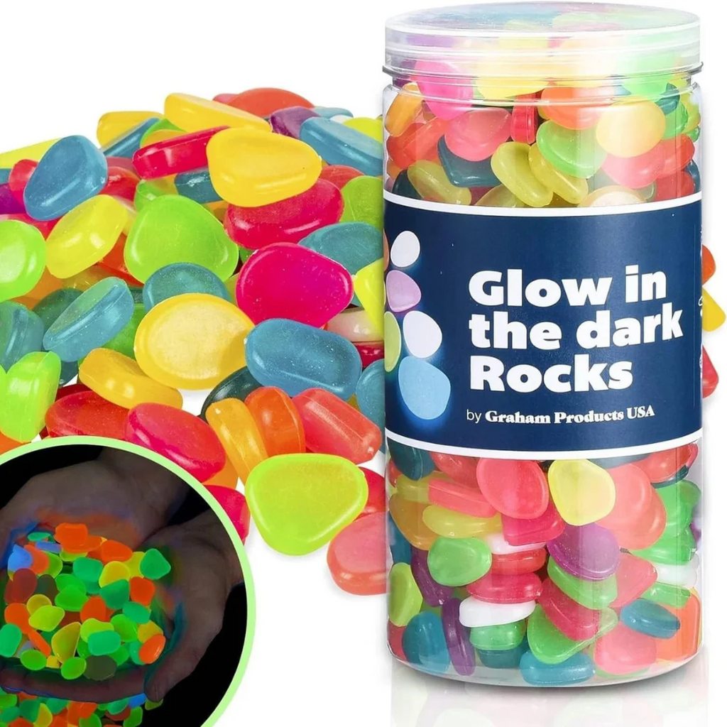 GLOWING STONE - Glow In Dark Garden Pebbles (Pack of 100 Pcs)